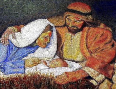 Why should Mary and Joseph stand together in Christmas art rather than face each other?