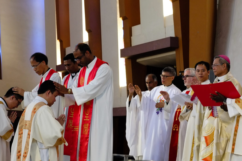 June 9 as hundreds of people gathered for the ordination of Romio Brahma SJ and Aloysius Ming-te Hsu SJ to the priesthood