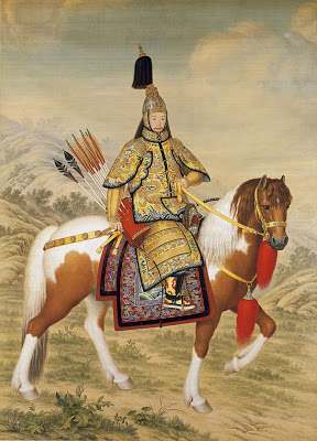 The Qianlong Emperor in Ceremonial Armour on Horseback, 1739 or 1758,By Giuseppe Castiglione
