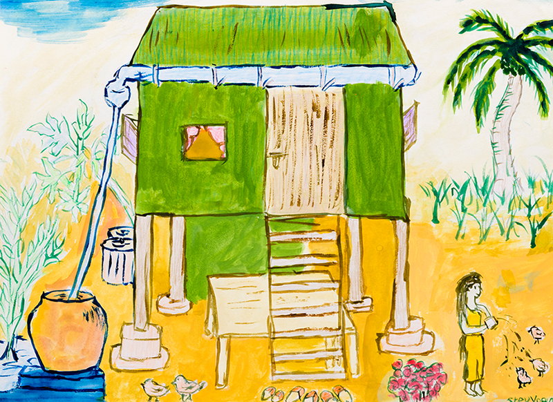 Recently, Sophea won an international environmental drawing contest. This is her award-winning illustration of life in Cambodia.