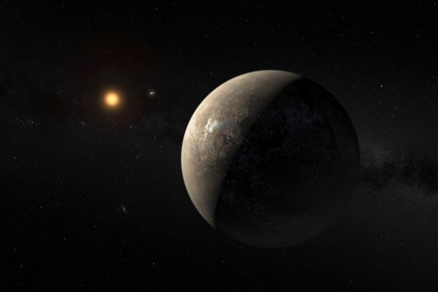 The planet Proxima b orbiting the red dwarf star Proxima Centauri, the closest star to our Solar System, is seen in an undated artist's impression