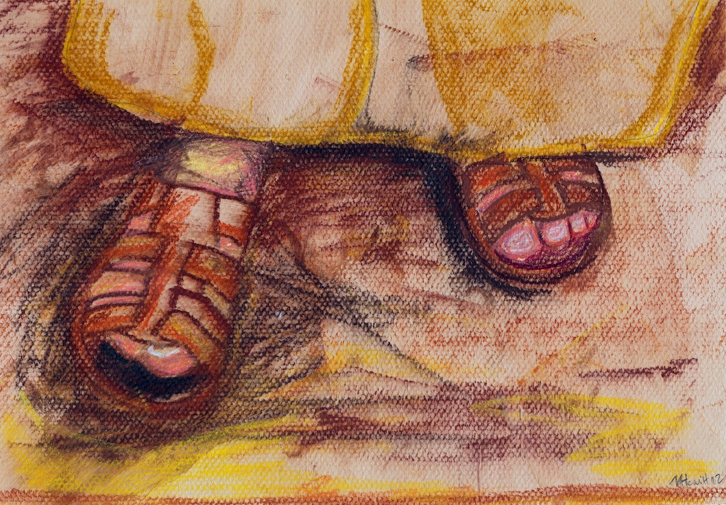 shake off the dust. Mark 6:1-13. Mark A Hewitt, pastel & pencil. 7 July 2012