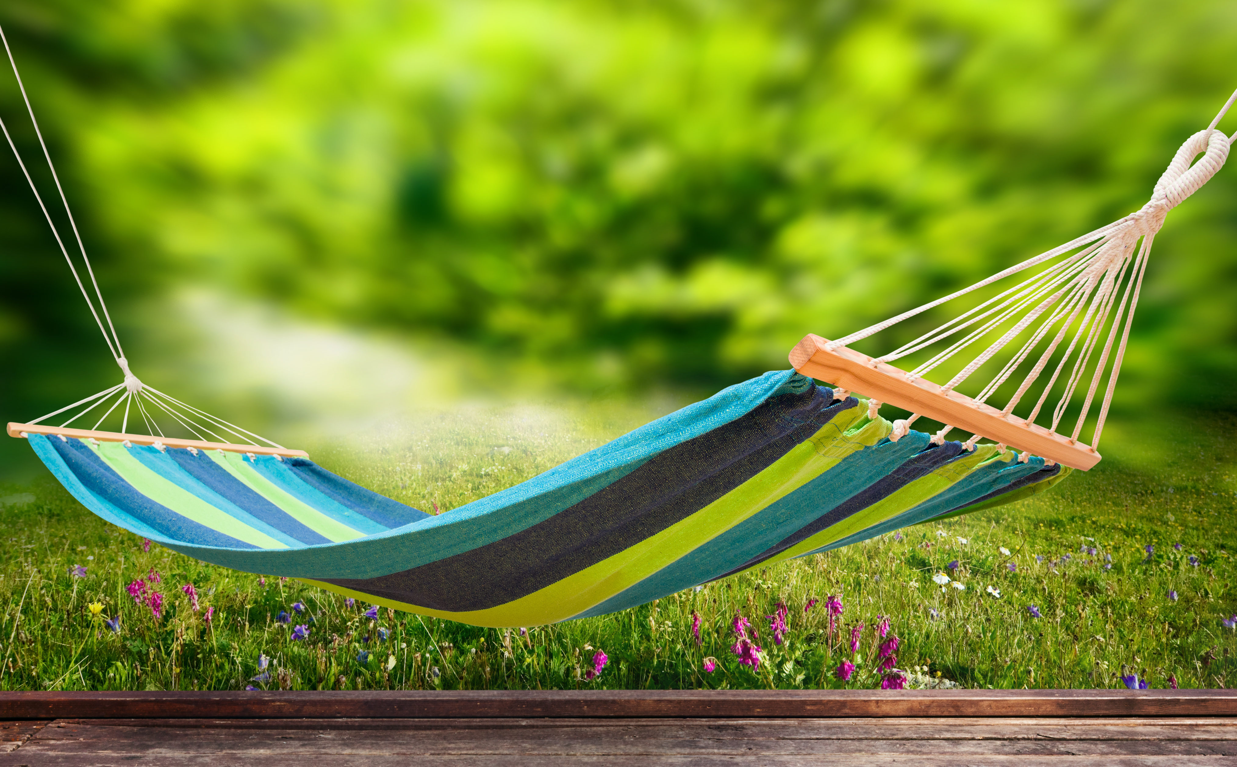 Relaxing on hammock in garden