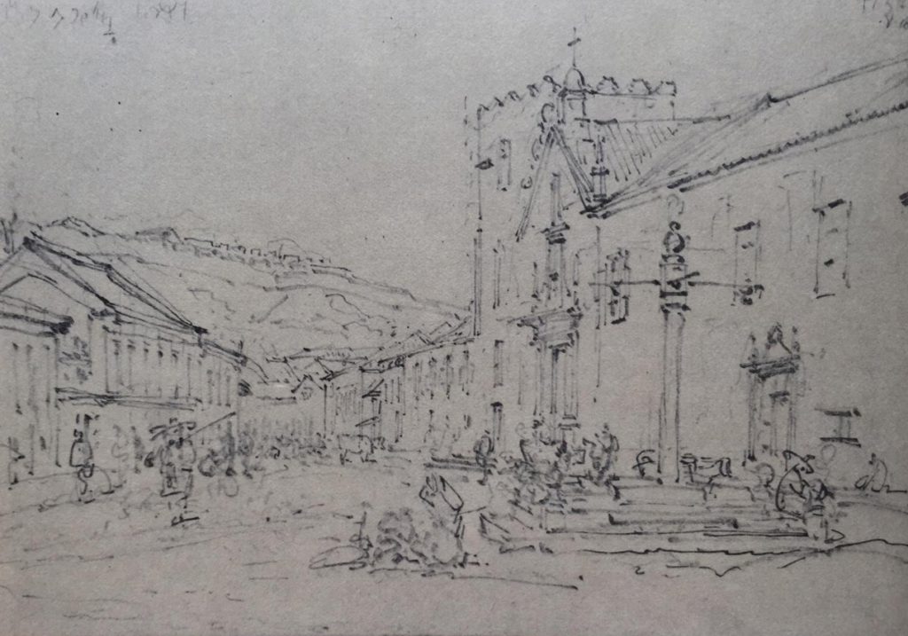 錢納利1833年繪澳門仁慈堂附近街景