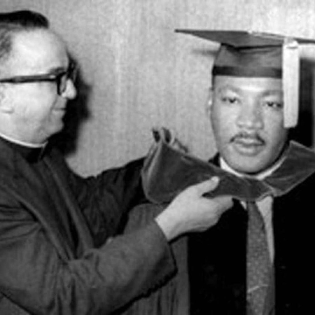 Victor Yanitelli神父 與馬丁·路德·金恩博士於Saint Peter's University,1965