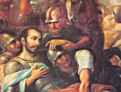 依納爵於邦布羅納戰役受傷返家 Wounded at Pamplona, Ignatius returns to Loyola