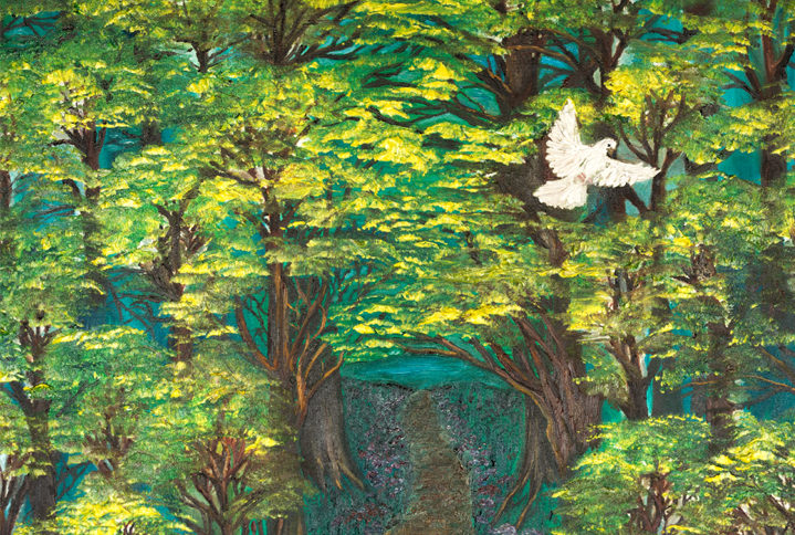Dove in a Forest oil painting by Natalie Buske Thomas
